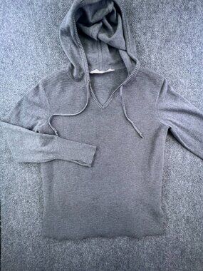 Athleta Gray Hoodie Pullover Medium Long Sleeve Drawstring Cotton Blend